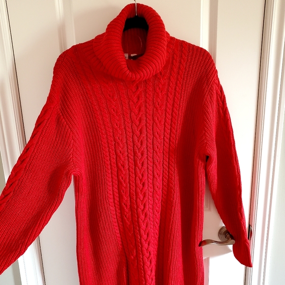 NWT GAP red turtleneck cable knit dress size XL - Picture 2 of 8